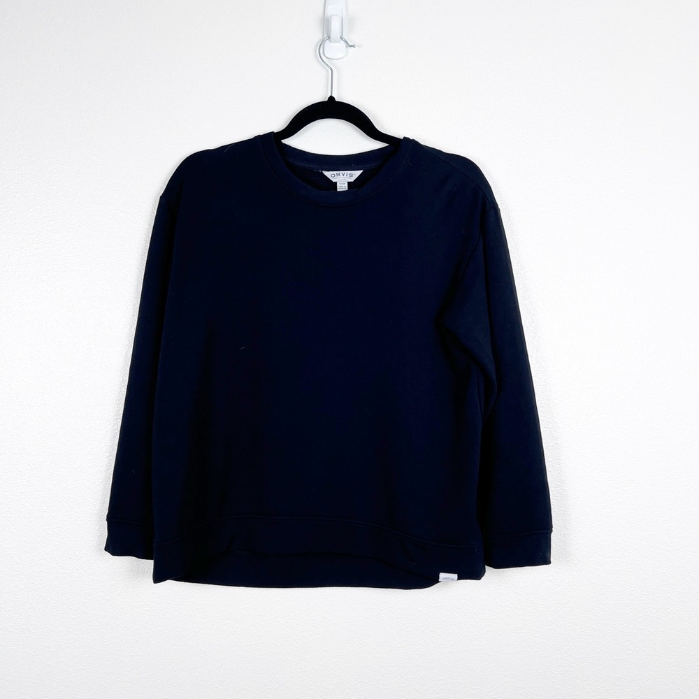 Orvis Womens Long Sleeve Pullover Crew Neck Sweatshirt Black Small